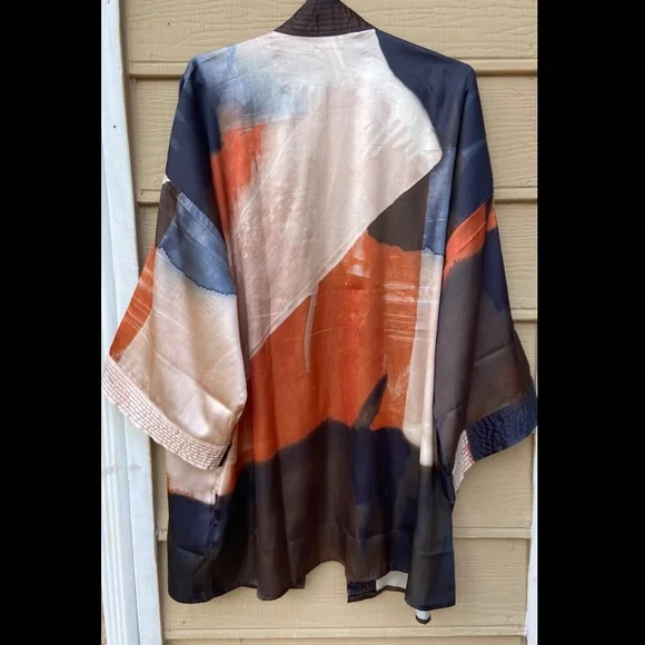 NWT Soft Surroundings Ainsley Abstract Kimono, Copper-S/M - Picture 5 of 8